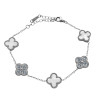 TRES FLORES NACAR Y DOS FLORES C/ STRASS TREBOL TIPO VAN CLEEF 18+4CM PULSERA