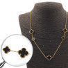 DORADO NEGRO TRES FLORES GRANDES Y DOS MEDIANAS TREBOL TIPO VAN CLEEF 45+5CM COLLAR
