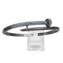 PREMIUM NEGRO ACERADO ESCLAVA C/ TRIPLE LINEA DE CUBIC FANTASIA FINA PULSERA