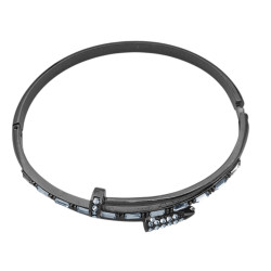 PREMIUM C/  CONO BRILLANTE NEGRO ACERADO ESCLAVA Y LINEA DE CUBIC RECTANGULARES FANTASIA FINA PULSERA