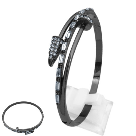 PREMIUM C/  CONO BRILLANTE NEGRO ACERADO ESCLAVA Y LINEA DE CUBIC RECTANGULARES FANTASIA FINA PULSERA