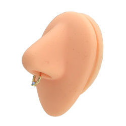 DORADO SEPTUM 8MM ARGOLLITA PLUMA Y CUBIC DE NARIZ U OREJA PIERCING