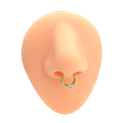 DORADO SEPTUM 8MM ARGOLLITA PLUMA Y CUBIC DE NARIZ U OREJA PIERCING