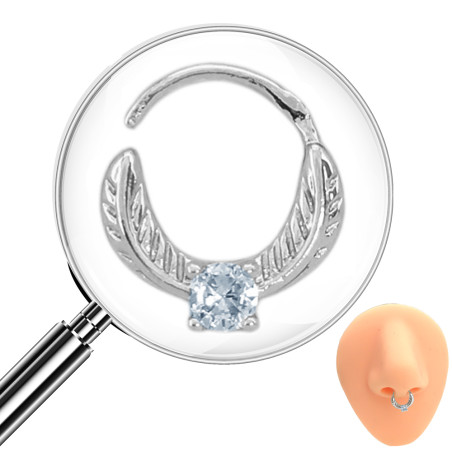 SEPTUM 8MM ARGOLLITA PLUMA Y CUBIC DE NARIZ U OREJA PIERCING