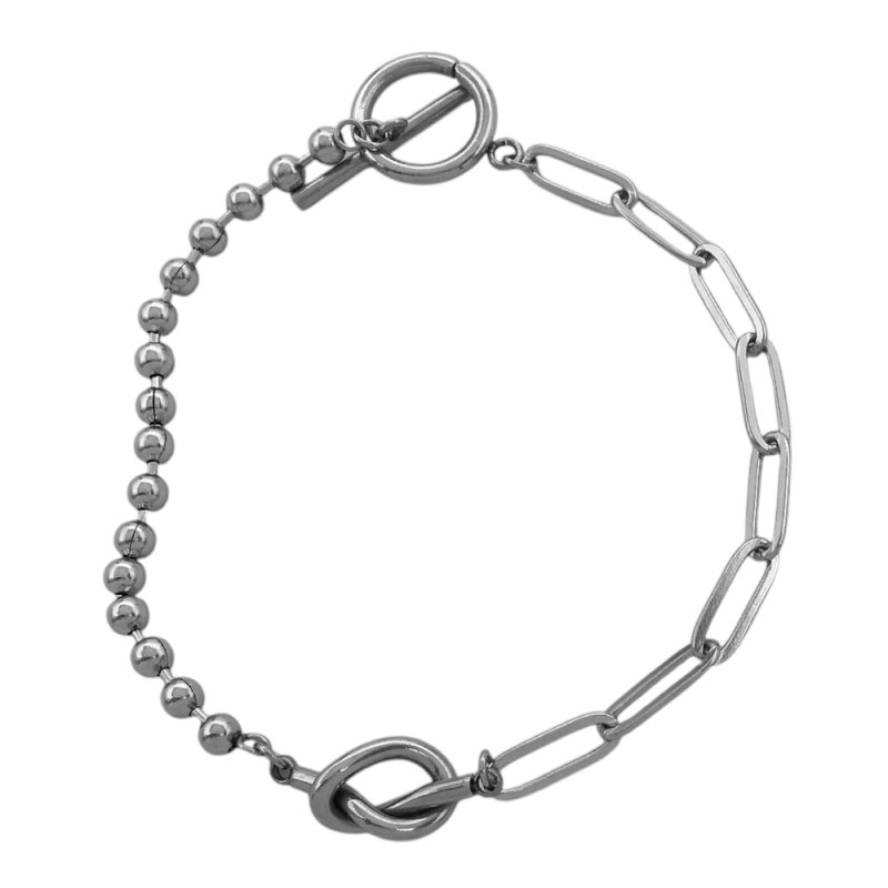 NUDO UNION VINCULO MITAD BOLITAS MITAD CLIP CIERRE MARINERO 19CM PULSERA / TOBILLERA