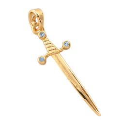 DORADO ROJO CRISTAL DIJES CORAZON Y ESPADA CON CUBIC PARA COMPARTIR DIJE