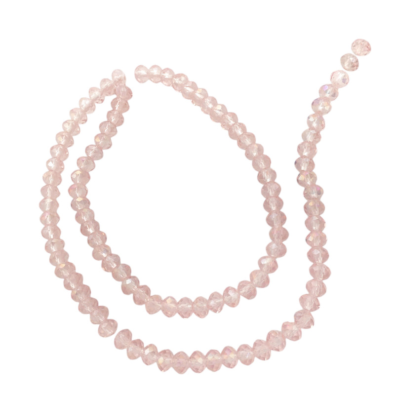 6 MM ROSA CRISTAL AB CUENTA FACETADA PERFORADA VIDRIO TIRA