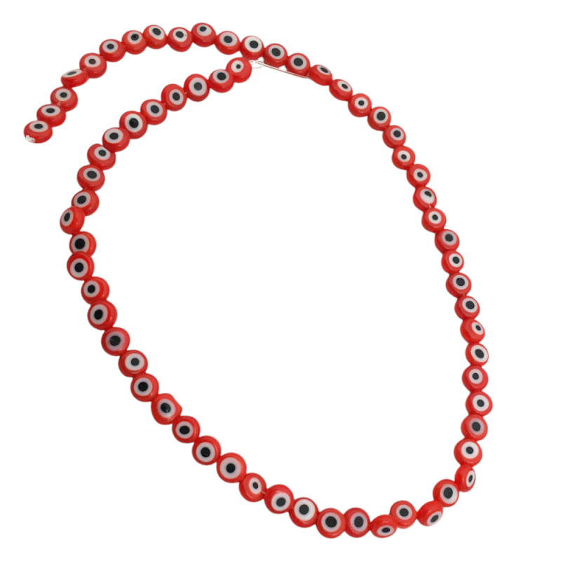 ROJO PLENO CHATO 6*2MM OJO TURCO CUENTA VIDRIO PERFORADA TIRA