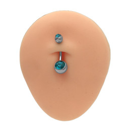 BLISTER x12 BOLITAS DOBLE STRASS COLORES SURTIDOS OMBLIGO CURVO EXTREMOS DISTINTO TAMAÑO PIERCING