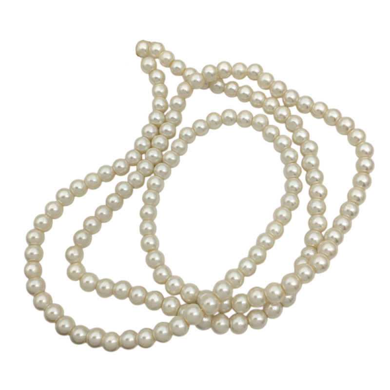 6MM NATURAL PERLAS DE VIDRIO CUENTA PERFORADA TIRA