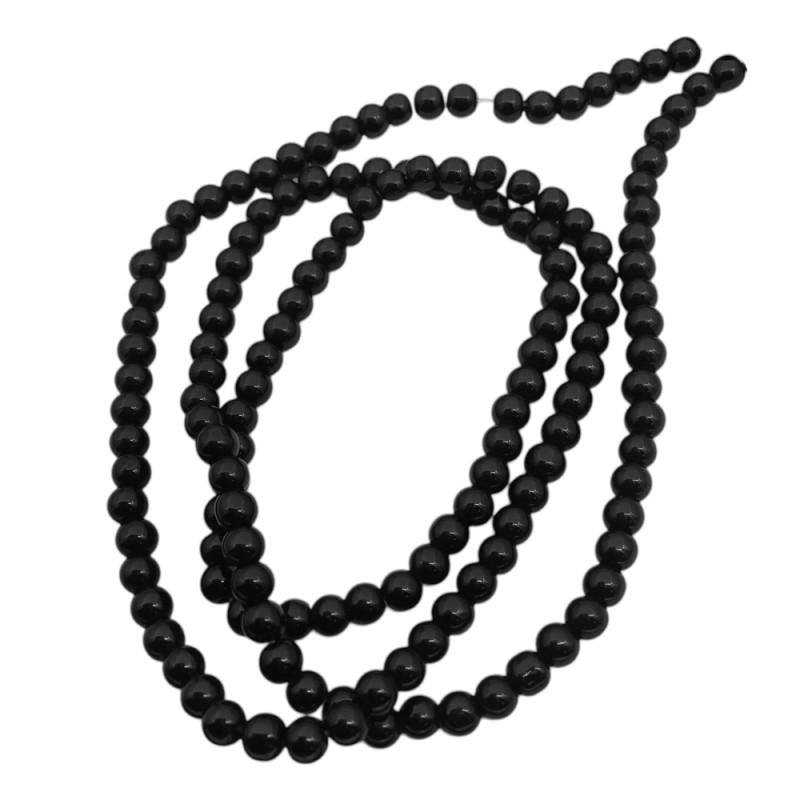 6MM NEGRAS PERLAS DE VIDRIO CUENTA PERFORADA TIRA