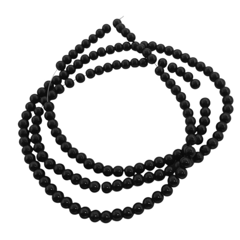 6MM VIDRIO BRILLANTE NEGRO CUENTA PERFORADA TIRA