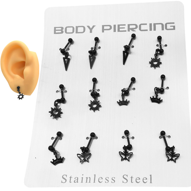 NEGRO BLISTER X12 UNIDADES HELIX 4 MOTIVOS PIERCING