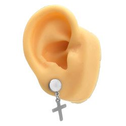 NEGRO / ACERO BLISTER X12 UNIDADES FALSO EXPANSOR C/ CRUZ COLGANDO A ROSCA PIERCING