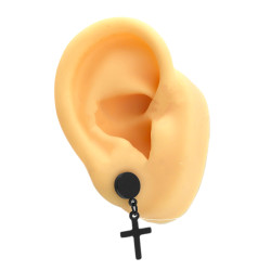 NEGRO UNIDAD FALSO EXPANSOR C/ CRUZ COLGANDO A ROSCA PIERCING