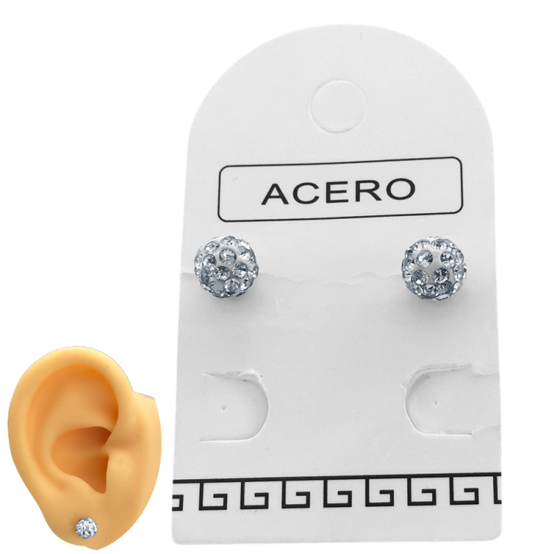 PAR 6MM BOLITA DRAGON CRISTAL ACERO QUIRURGICO ARO