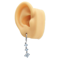 SOLITARIO DOS CILINDROS Y UNA FLOR TODO CUBIC TIPO BISAGRA 13MM ARO