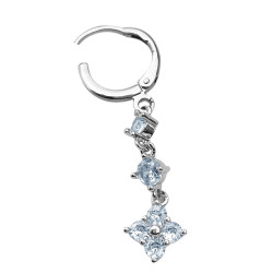 SOLITARIO DOS CILINDROS Y UNA FLOR TODO CUBIC TIPO BISAGRA 13MM ARO