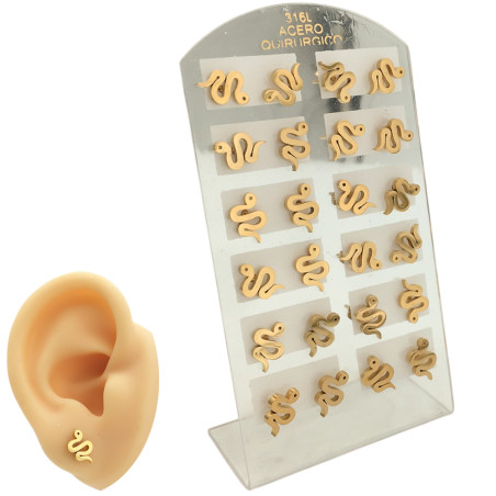 DORADO BLISTER X12 PARES SERPIENTE DE PERFIL MINIATURA ARO