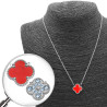 REVERSIBLE UNA FLOR TREBOL ROJA O STRASS CRISTAL TIPO VAN CLEEF 45+5CM COLLAR