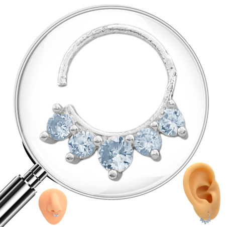 SEPTUM 10MM ARGOLLITA CINCO CUBIC REDONDOS EN CURVA DE NARIZ U OREJA PIERCING