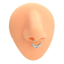 DORADO SEPTUM 10MM ARGOLLITA CINCO CUBIC REDONDOS EN CURVA DE NARIZ U OREJA PIERCING