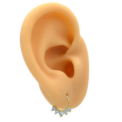 DORADO SEPTUM 10MM ARGOLLITA CINCO CUBIC REDONDOS EN CURVA DE NARIZ U OREJA PIERCING