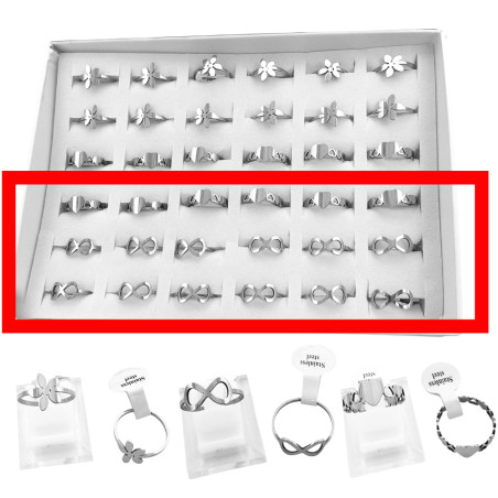 MEDIA CAJA x18 FLOR SIMPLE LISA / CORAZON CENTRAL Y CORAZONCITOS / INFINITO ANILLO