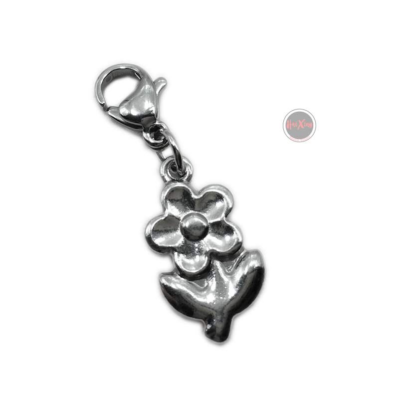 FLOR PLANTA C/ MOSQUETON P/ PULSERA DIJE