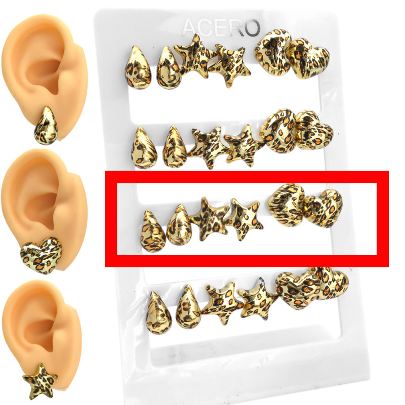 DORADO 3 PARES ANIMAL TRES FORMAS DISTINTAS FANTASIA FINA FRU FRU PLATEADO AROS