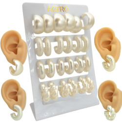 4 PARES TIPO PERLADOS UN PAR POR FORMA FANTASIA PERNO Y FRU FRU ACERO QUIRURGICO AROS