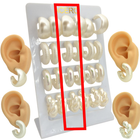 4 PARES TIPO PERLADOS UN PAR POR FORMA FANTASIA PERNO Y FRU FRU ACERO QUIRURGICO AROS