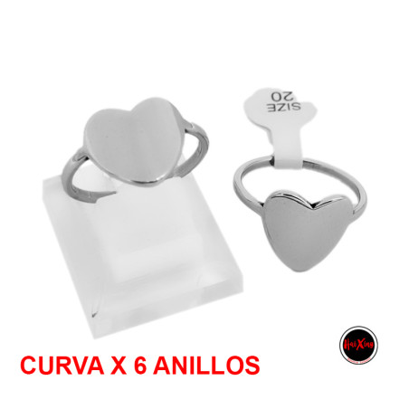 CURVA X6 CORAZONES CURVOS SE PUEDE GRABAR (TALLES 16-17-18-19-20-21) ANILLO