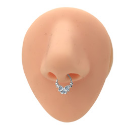 SEPTUM 9MM ARGOLLITA TRES CORAZONES EN TREBOL CUBIC DE NARIZ U OREJA PIERCING