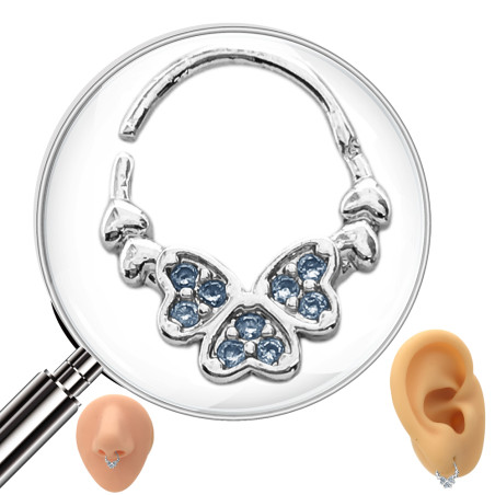 SEPTUM 9MM ARGOLLITA TRES CORAZONES EN TREBOL CUBIC DE NARIZ U OREJA PIERCING