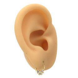 DORADO SEPTUM 9MM ARGOLLITA TRES CORAZONES EN TREBOL CUBIC DE NARIZ U OREJA PIERCING