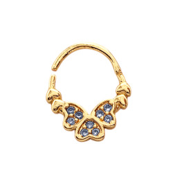 DORADO SEPTUM 9MM ARGOLLITA TRES CORAZONES EN TREBOL CUBIC DE NARIZ U OREJA PIERCING