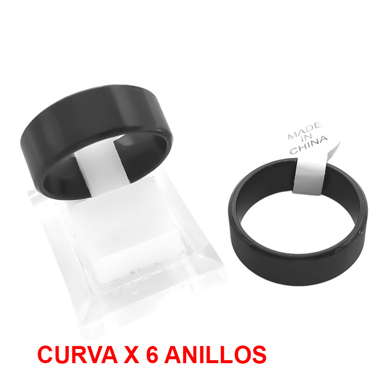CURVA X6 ALIANZAS LISAS NEGRAS 8MM TALLES SEGUN DISPONIBILIDAD ANILLO