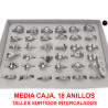 MEDIA CAJA x18 FORMAS SURTIDAS MODELO AA1 ANILLO (INFINITO / FLOR / LOVE / MANO / CORAZONES / OM))