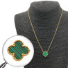 DORADO UNA FLOR TREBOL VERDE TIPO MALAQUITA TIPO VAN CLEEF 45+5CM COLLAR
