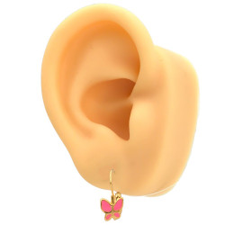 DORADO TIRA X12 PARES MARIPOSA COLORES DISTINTOS EN GANCHO FRANCES ARO