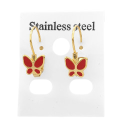 DORADO TIRA X12 PARES MARIPOSA COLORES DISTINTOS EN GANCHO FRANCES ARO