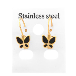 DORADO TIRA X12 PARES MARIPOSA COLORES DISTINTOS EN GANCHO FRANCES ARO