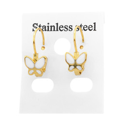 DORADO TIRA X12 PARES MARIPOSA COLORES DISTINTOS EN GANCHO FRANCES ARO