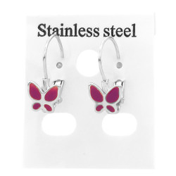 MEDIA TIRA X6 PARES MARIPOSA COLORES DISTINTOS EN GANCHO FRANCES ARO