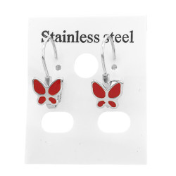 MEDIA TIRA X6 PARES MARIPOSA COLORES DISTINTOS EN GANCHO FRANCES ARO