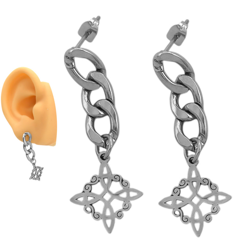 PAR NUDO DE BRUJA EN CADENA ARO