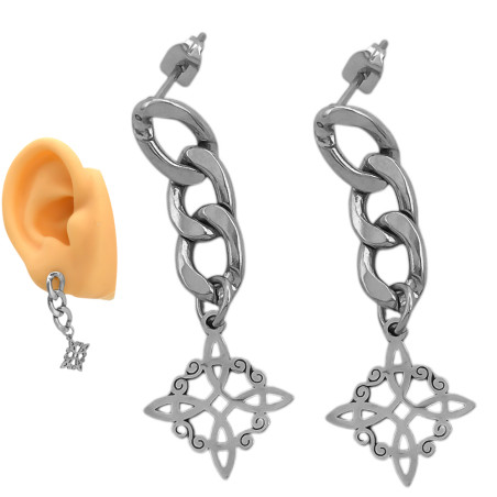 PAR NUDO DE BRUJA EN CADENA ARO