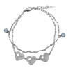 TRES CORAZONES DOBLE CADENA Y DOS CILINDROS DE CUBIC 17.5+4CM PULSERA