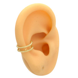 DORADO DOBLE LINEA MATRIZADA UNIDAD SOLITARIO CUFF BIDU ARO